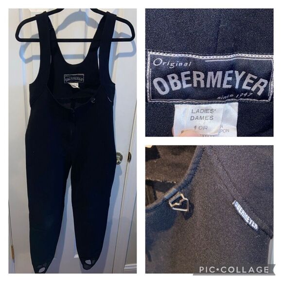 Vintage Obermeyer Overall Bib Women 10 Softshell Ski Snow Pants Foot Stirrup - Picture 1 of 16